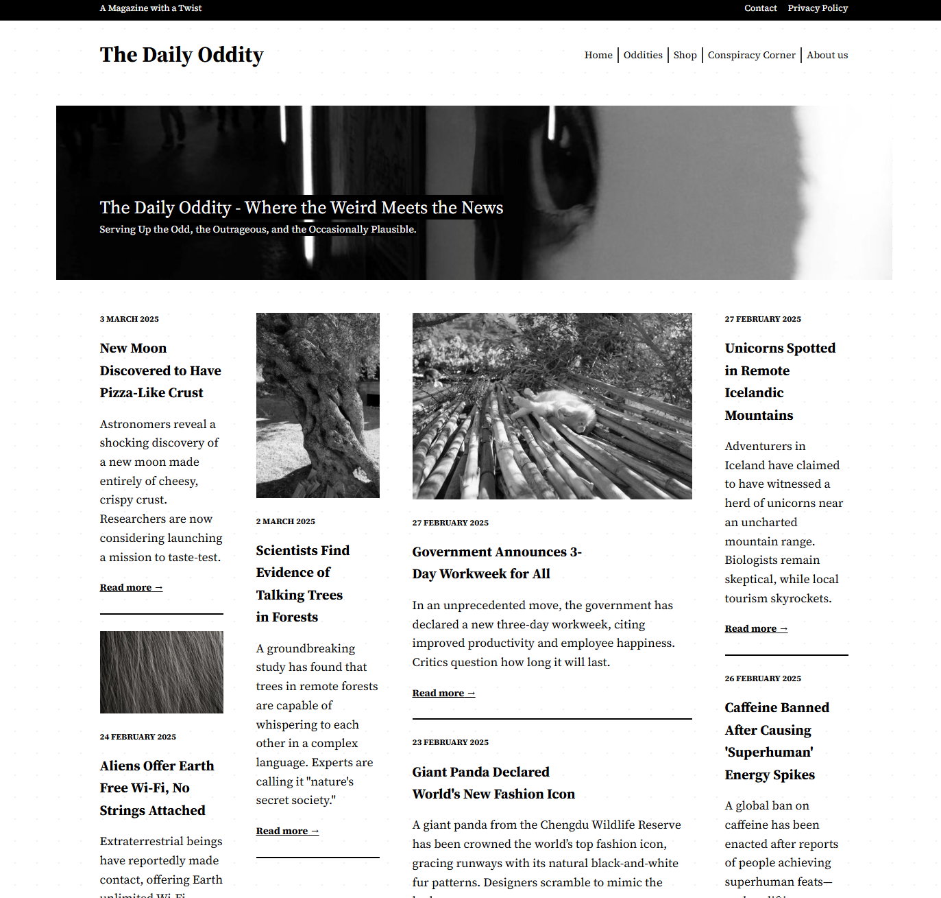 یک سایت خبری که در آن برخی از مقالات ستون‌ها را تشکیل می‌دهند.