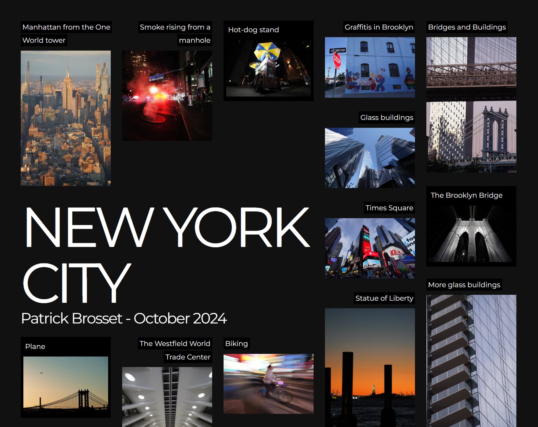 גלריה שבה הכותרת משתרעת על פני עמודות.