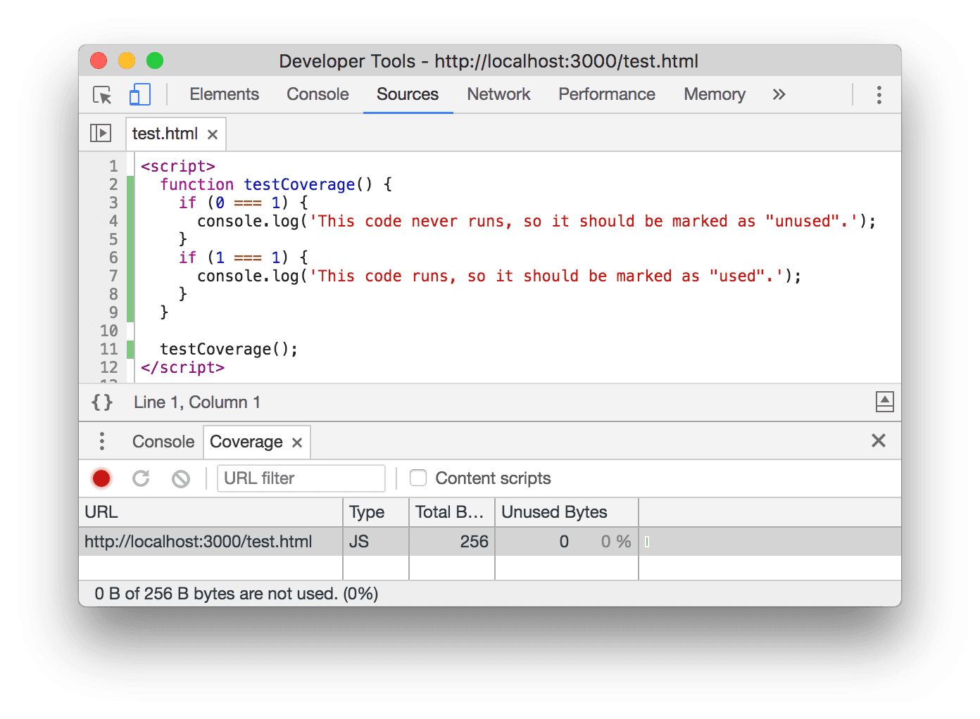 דוגמה לכרטיסייה 'כיסוי' ב-Chrome 61