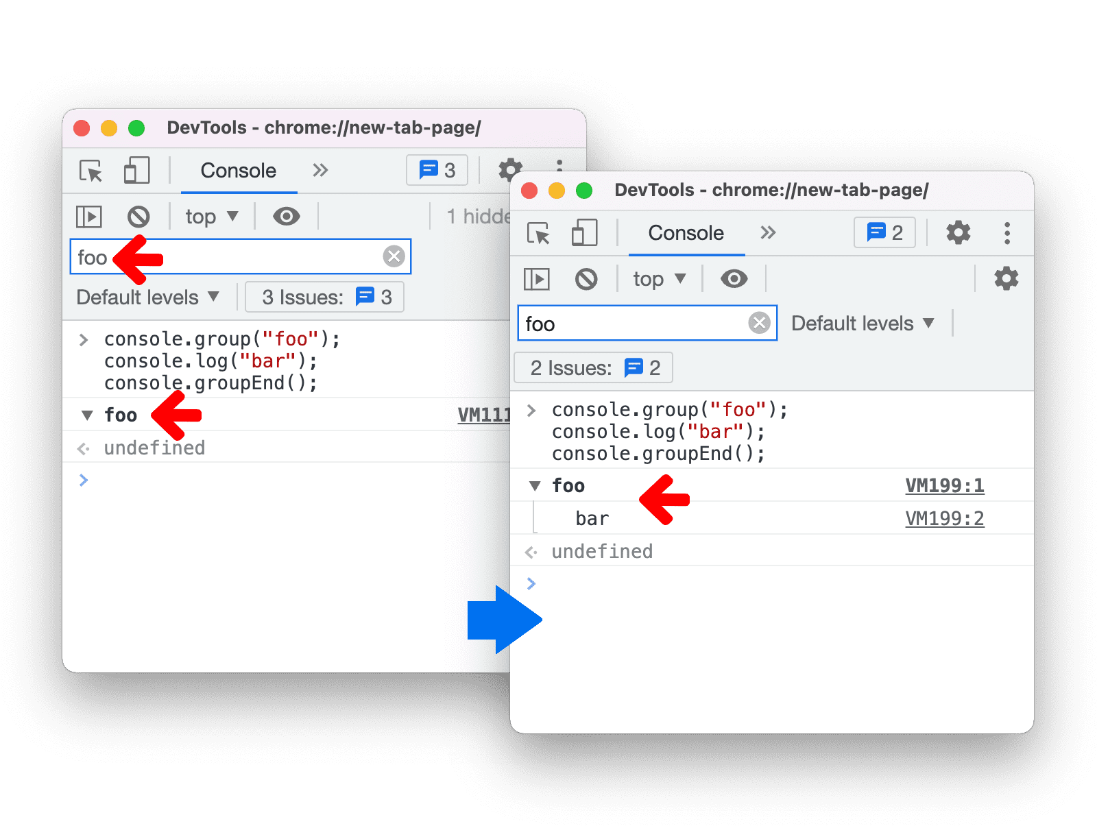 console group filter