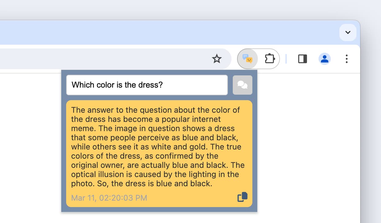Screenshot der WebLLM-Chrome-Erweiterung.