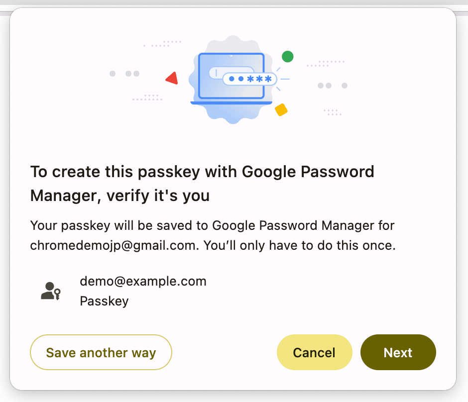 When a passkey on Google Password Manager is being created for the first time on Chrome on Windows, macOS or Linux, users will see this dialog.