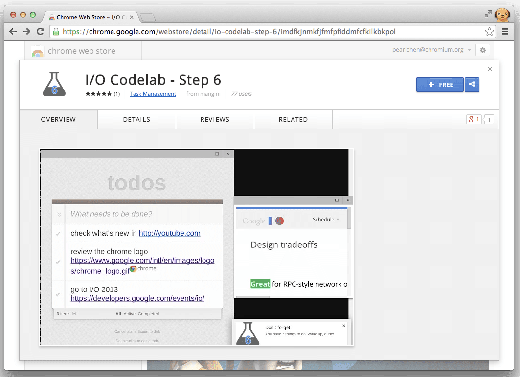 The Todo app in the Chrome Web Store