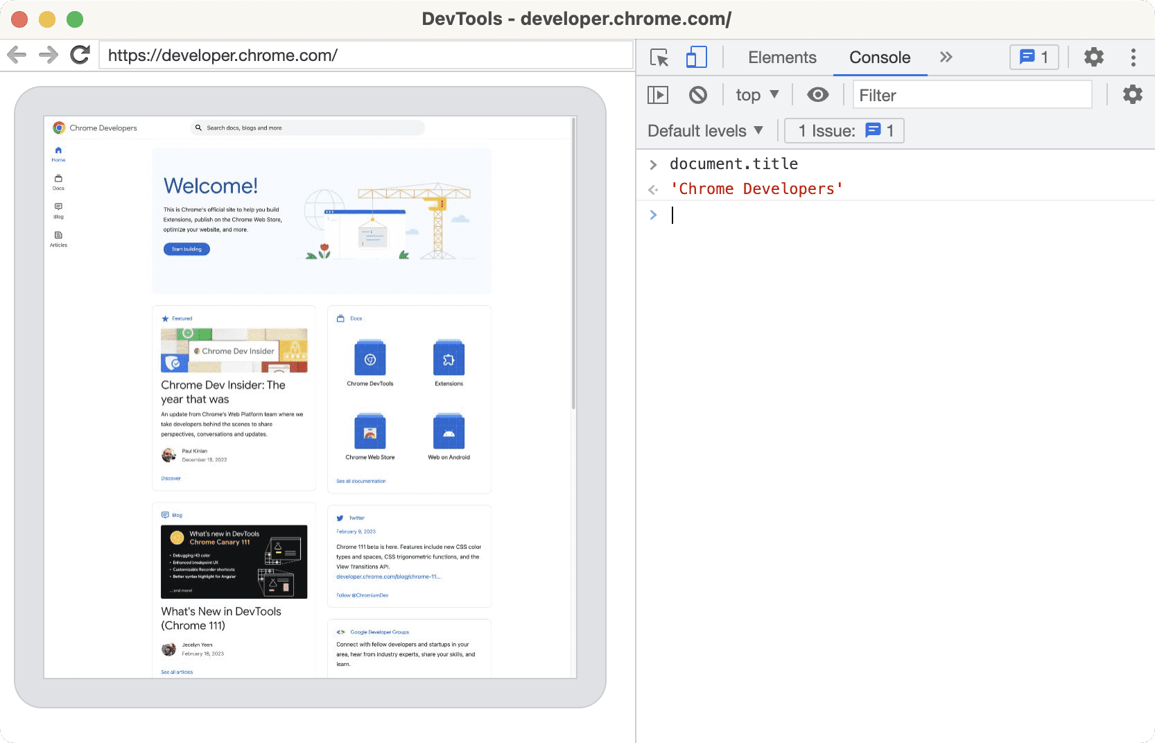 Chrome DevTools kan een externe, headless doelpagina inspecteren.
