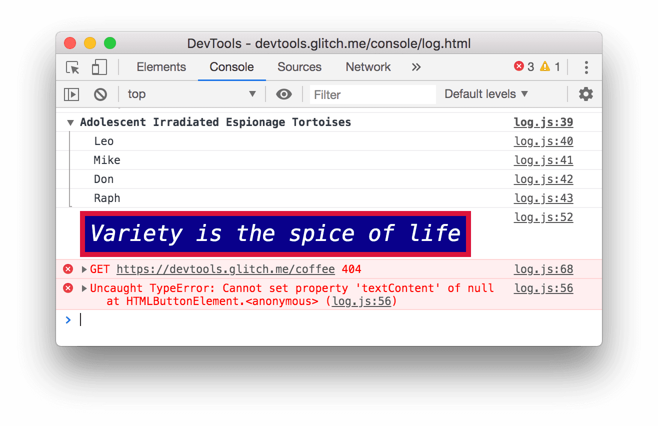 Lỗi TypeError trong bảng điều khiển.