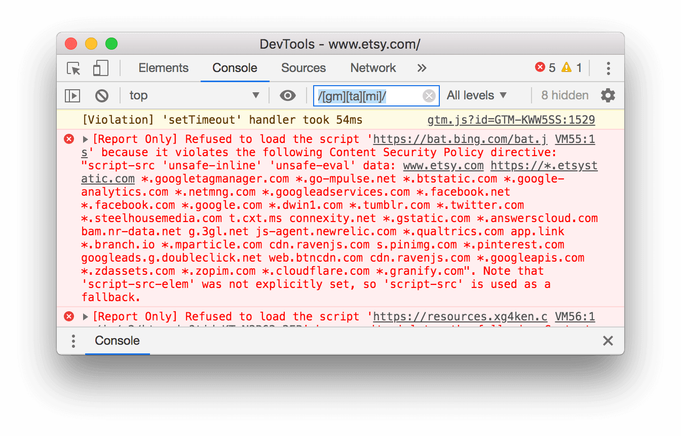 Filtra los mensajes que no coincidan con /[gm][ta][mi]/.