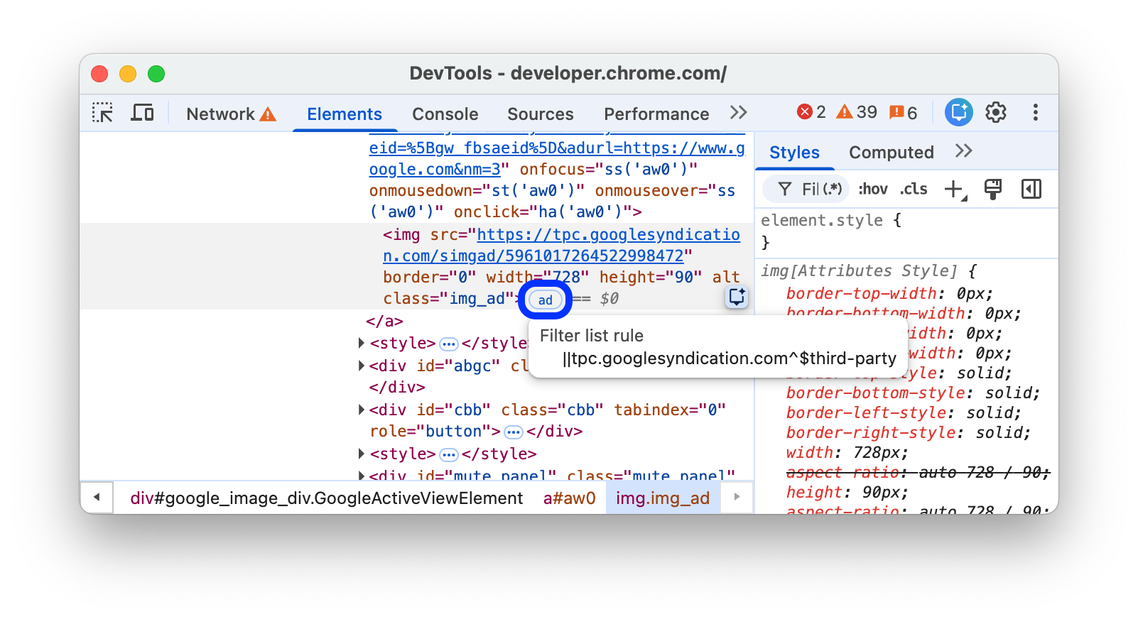 Ad badge's tooltip.