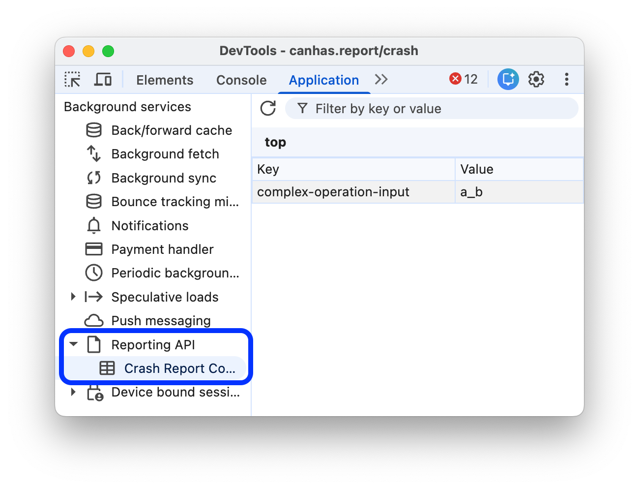 The Crash Report Context tab.