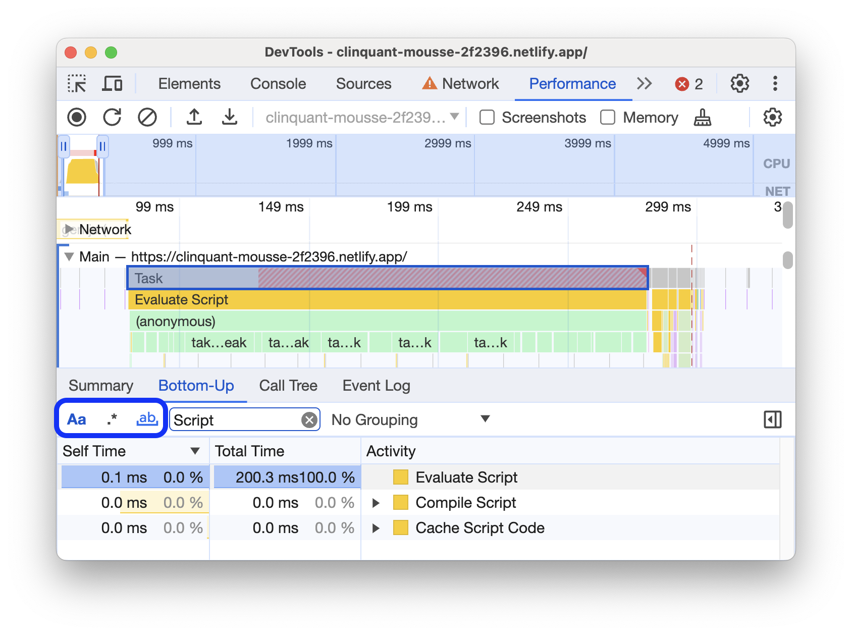 Ba nút để lọc nâng cao.