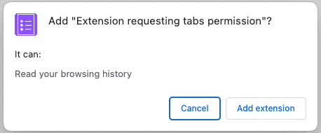 Tabs permission warning dialog